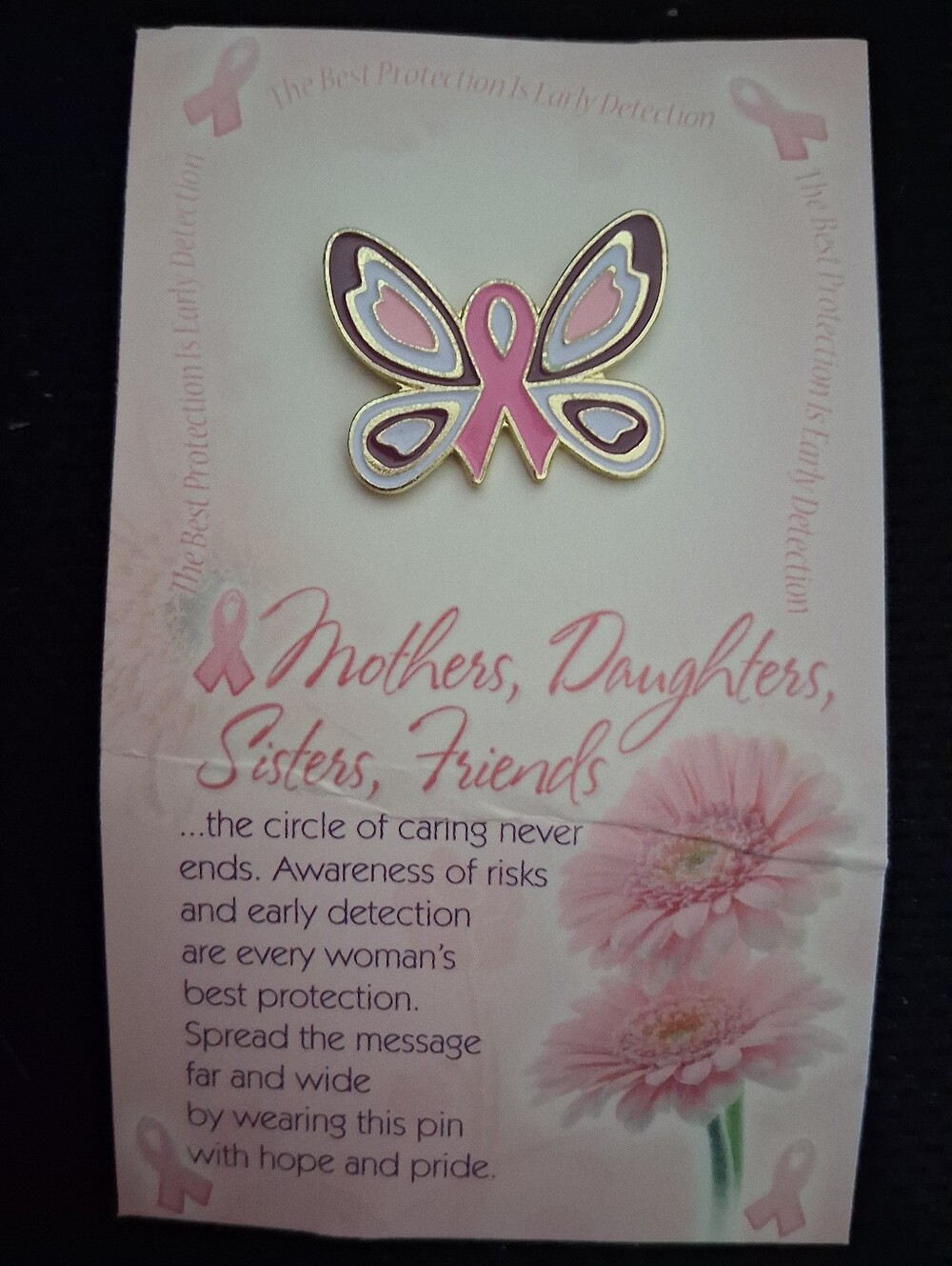 Vintage 'Mothers, Daughters, Sisters, Friends' Breast Cancer Awareness Pin